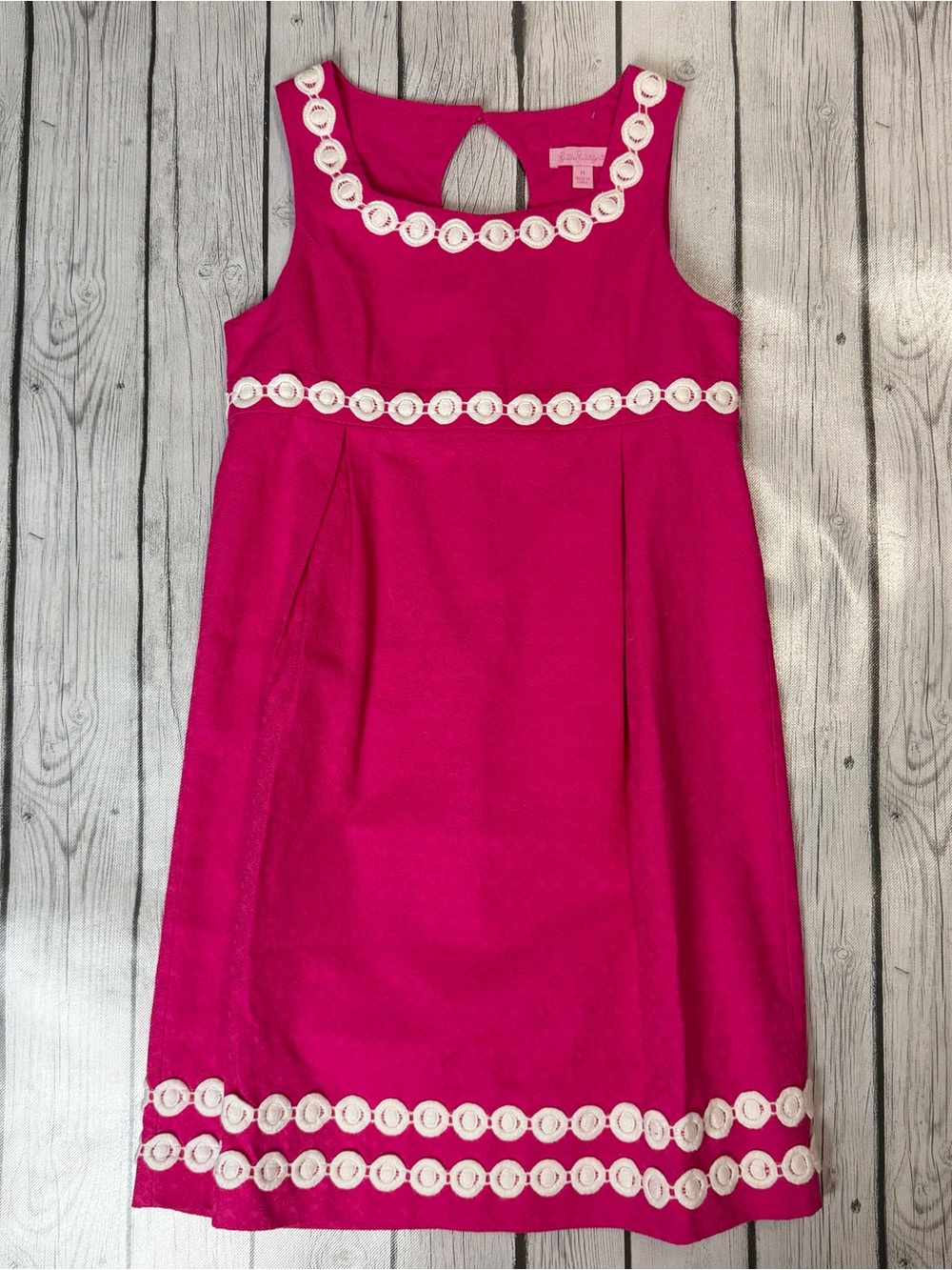 Lilly Pulitzer Girls 14 Years Alazea Pink Jacquard Mini Adelson Sheath Dress
